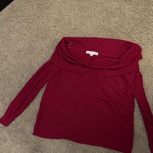 LOFT Burgundy Off-Shoulder Blouse